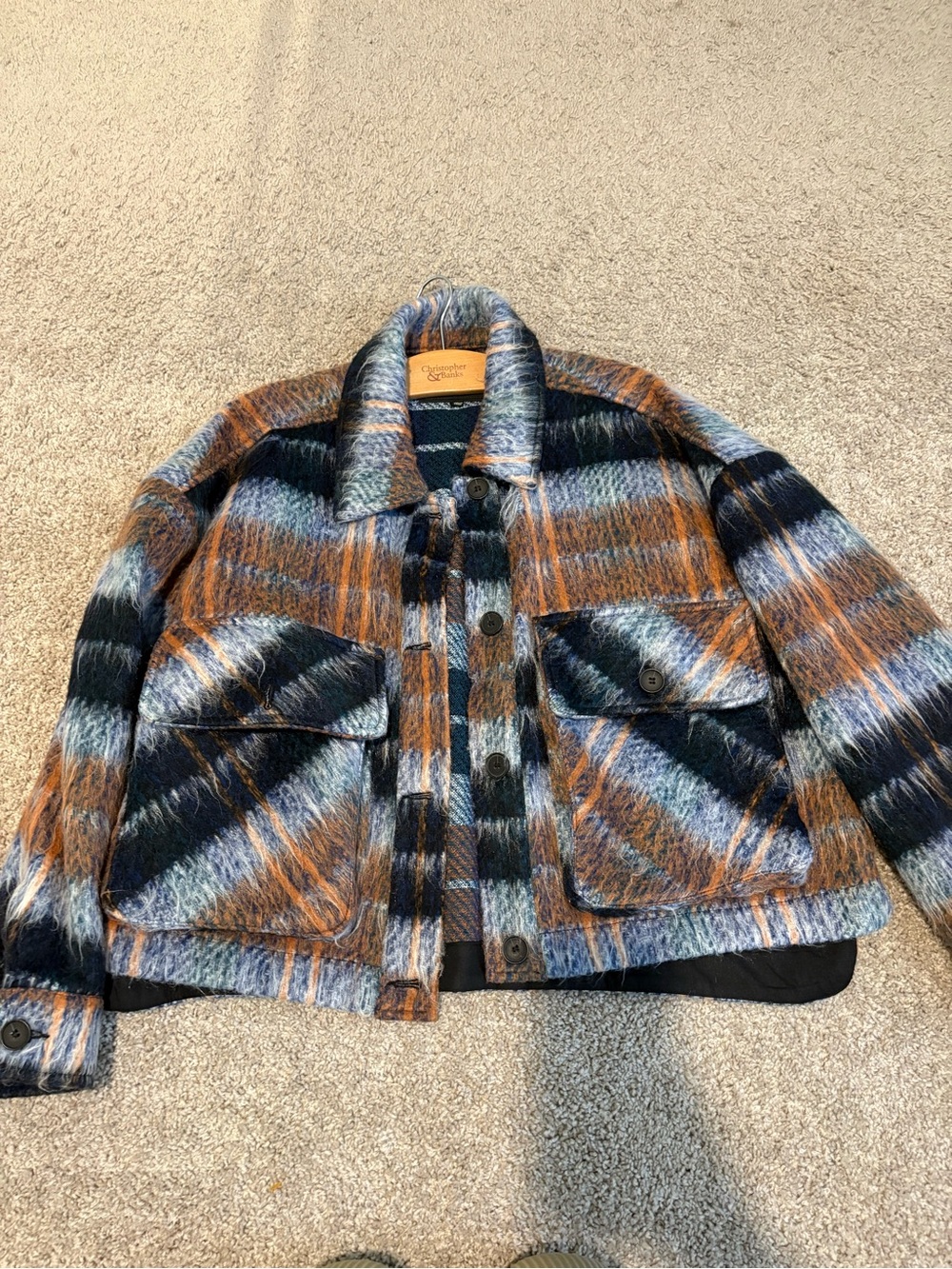 Blank NYC Multicolor Striped Shacket Jacket - Black, Brown, Blue